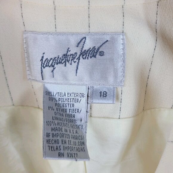 Vintage Jacqueline Ferrar Blazer Jacket Plus 18 Cream Pin Stripe Professional - Picture 6 of 6